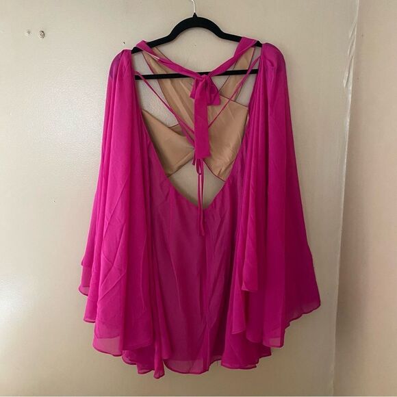 NWT Michael Costello Revolve Constance Mini Dress Fuschia pink chiffon S - Picture 11 of 14